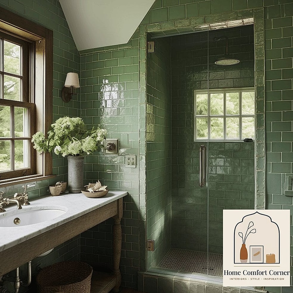 25 Green Room Decor Looks We're Obsessed With This Year 25 Green Tile Shower Surround