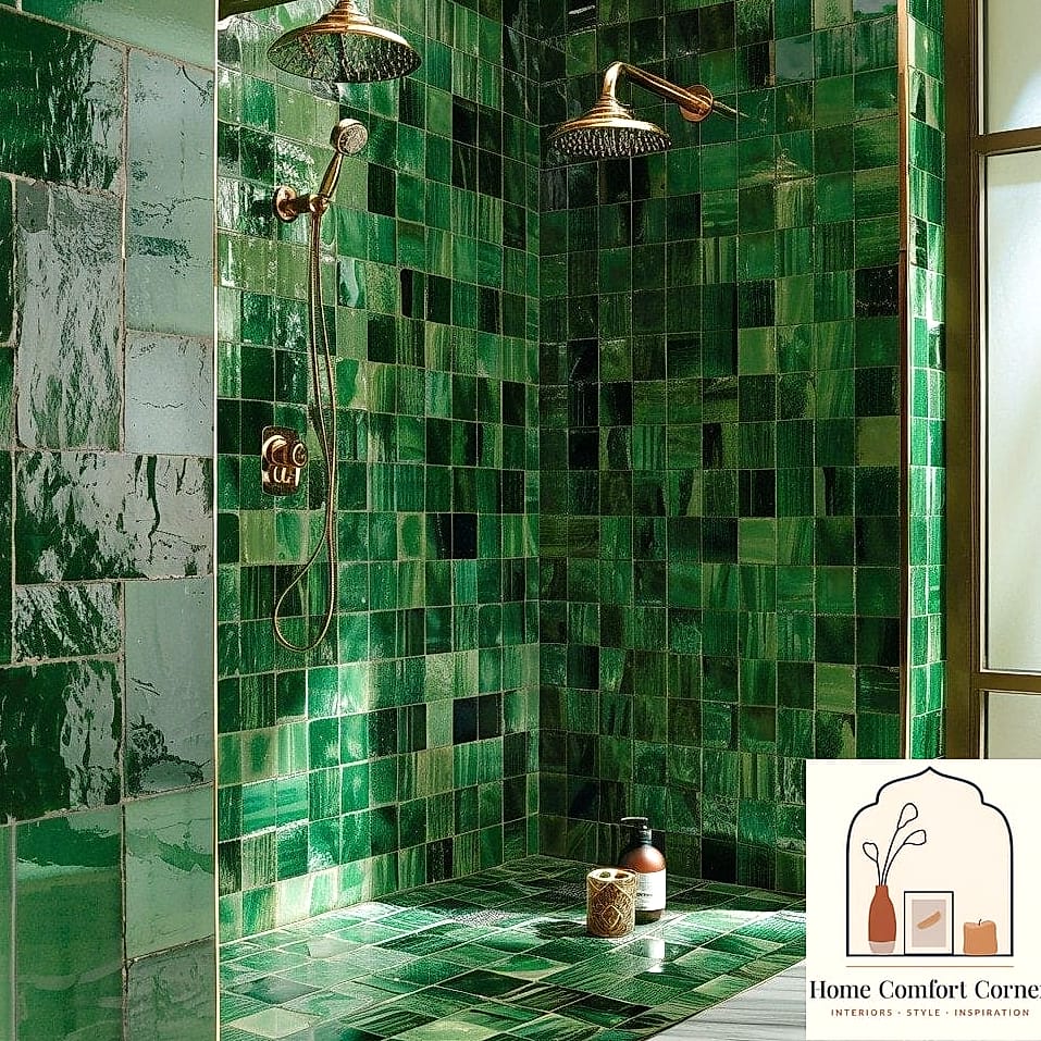 Green Tiled Shower Surround