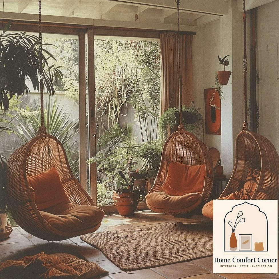 25 70S Home Decor Ideas That Are Both Stylish and Practical 10 Hanging Rattan Chairs