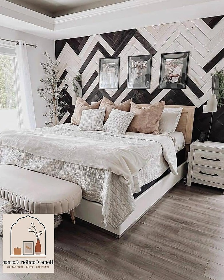 Herringbone Accent Wall Behind the Treatment Bed