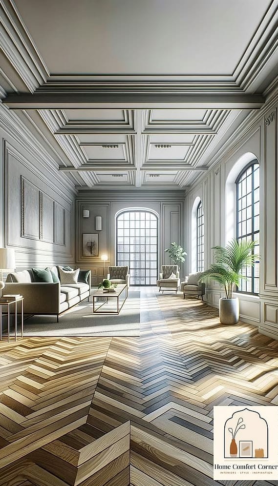 Herringbone Pattern with Basic Peel-and-Stick Tile