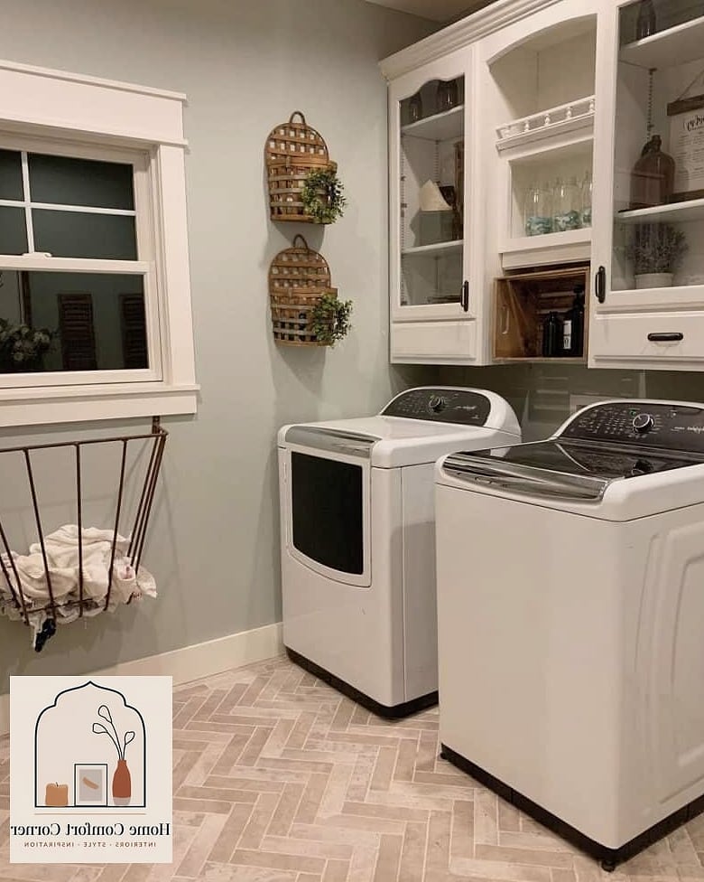 12 Laundry Room Decor Photos That Will Inspire Your Next Project 5 Herringbone Tile Flooring