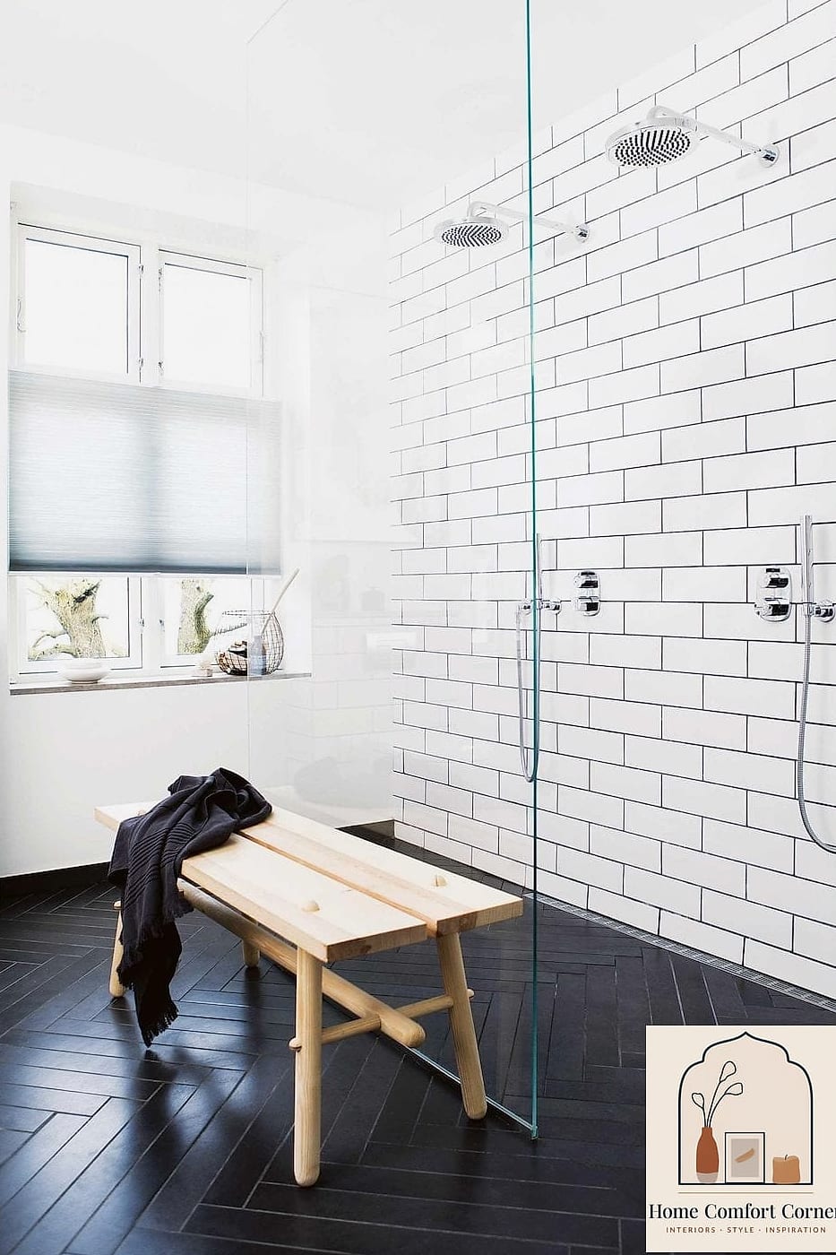 23 Black And White Room Decor Looks We're Obsessed With This Year 8 Herringbone Tile in the Bathroom
