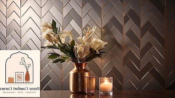 Herringbone Tile Backsplash Behind the Prep Area