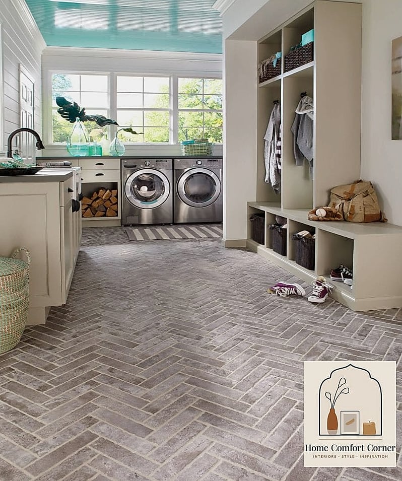 Herringbone Tile Flooring Over Concrete