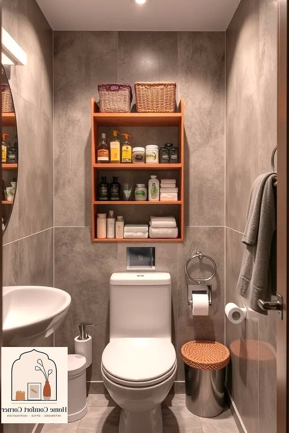 Hidden Storage Behind Mirrored Cabinets