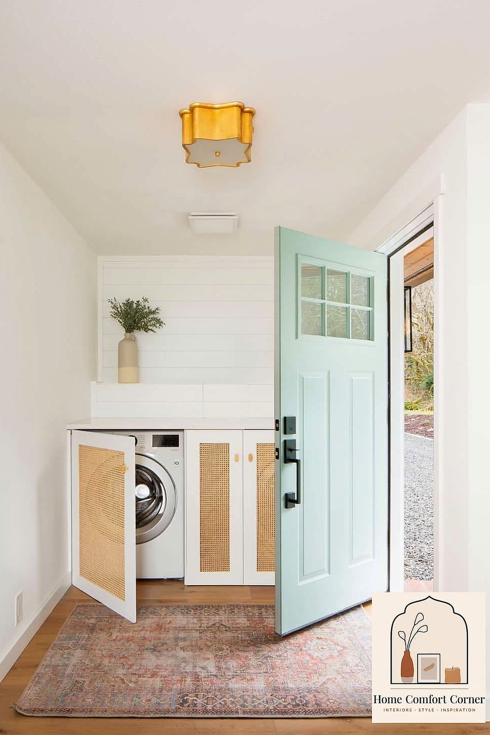 Hide Laundry with a Slim Stacking Cabinet That Looks Built-In
