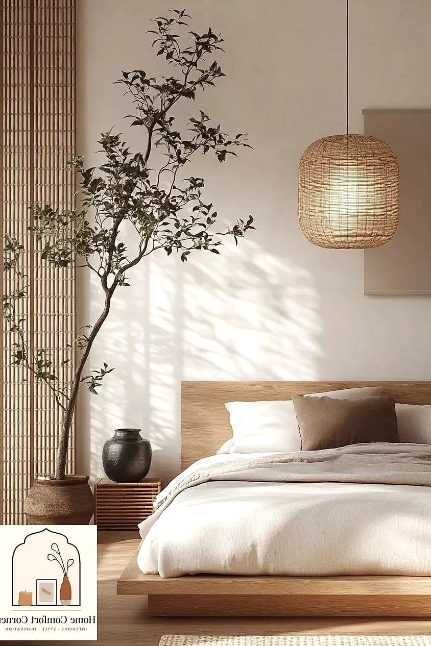 Japandi Bedroom with Natural Materials