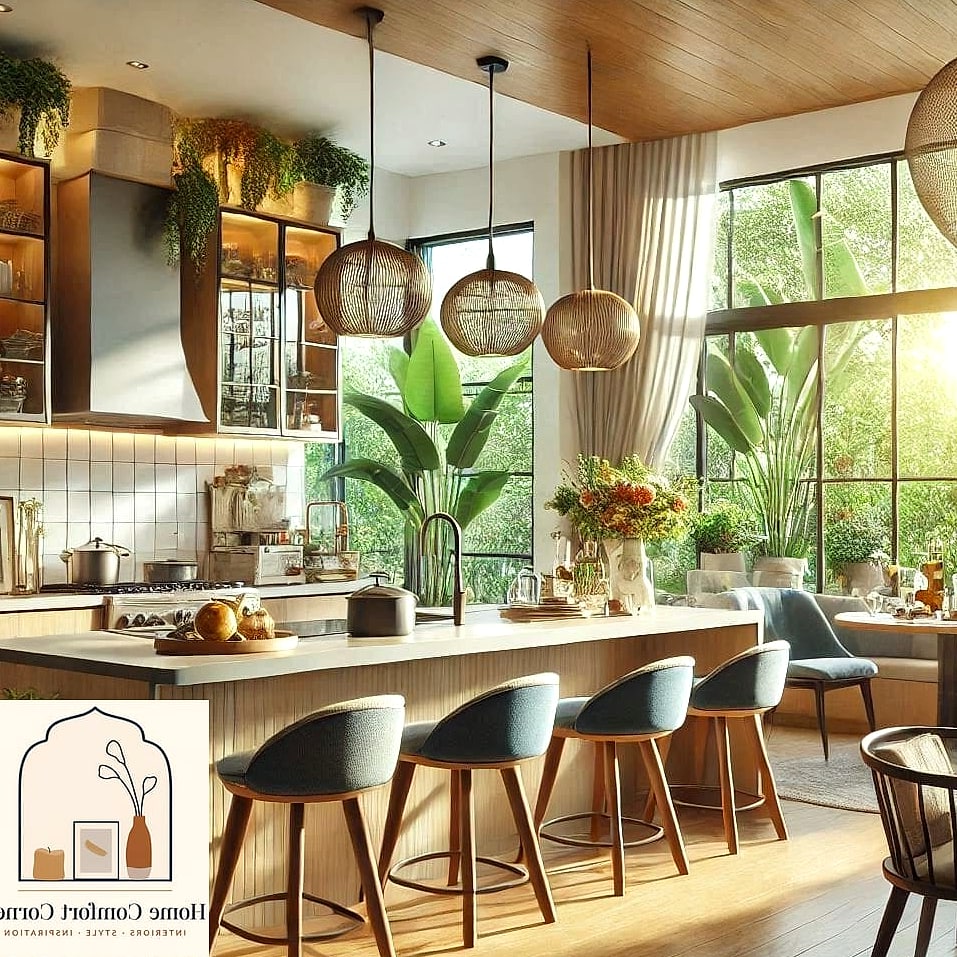 A Kitchen Island With Waterfall Edges