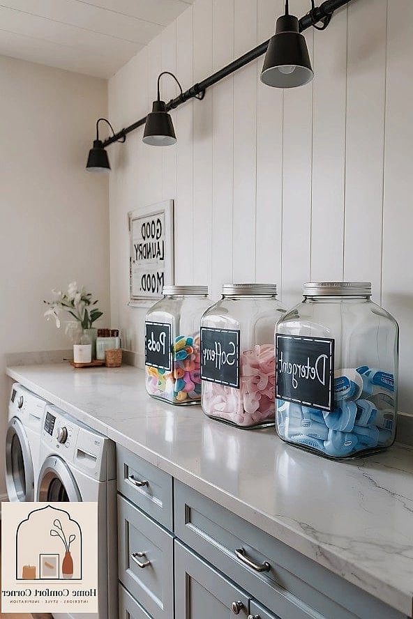 Labeled Glass Jars for Supplies