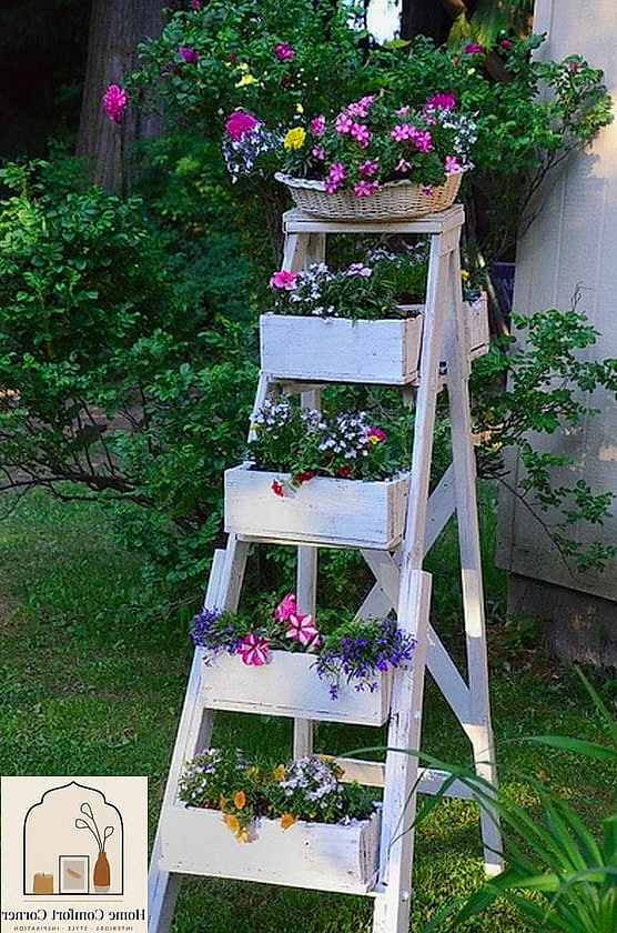 A Ladder Used as a Blanket or Towel Rack