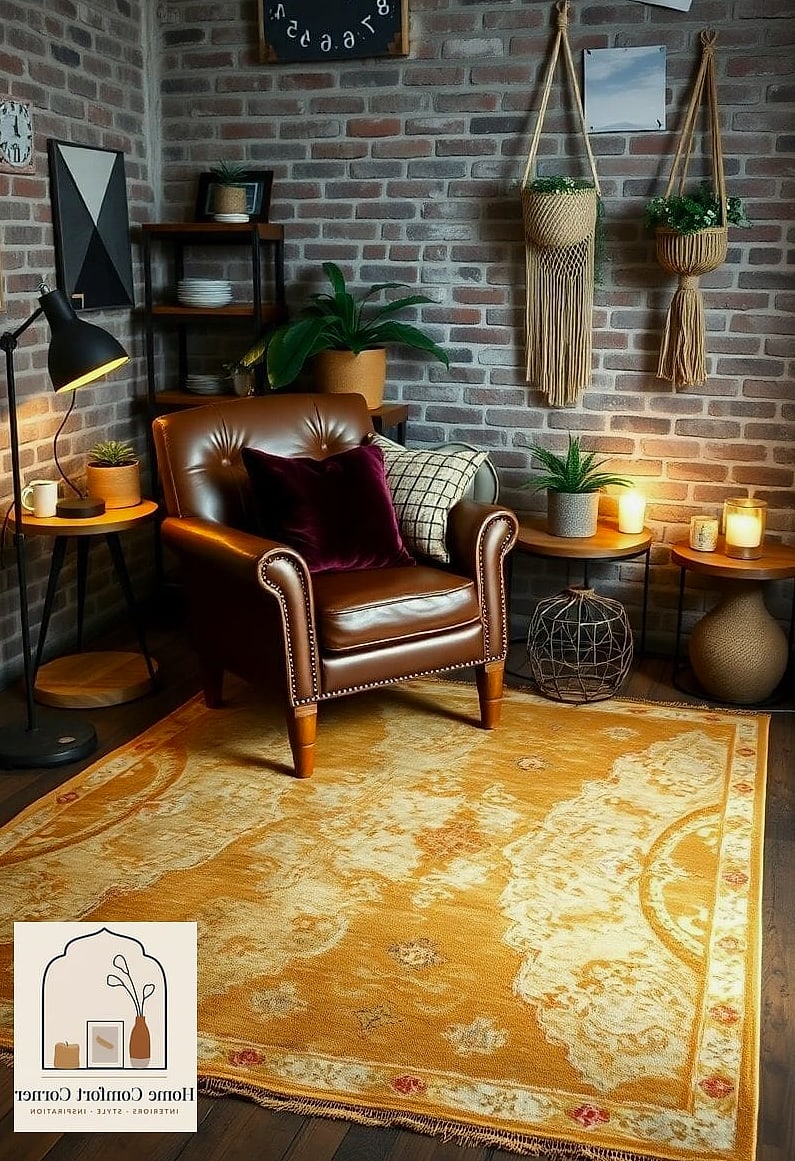 Layered Area Rugs in Worn Patterns