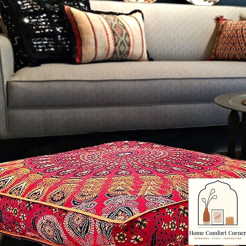 Layered Floor Cushions and Poufs