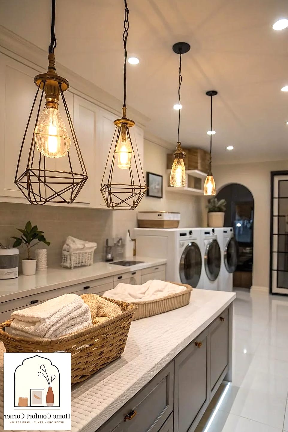 12 Laundry Room Decor Photos That Will Inspire Your Next Project 10 Layered Lighting for a Cozier Feel