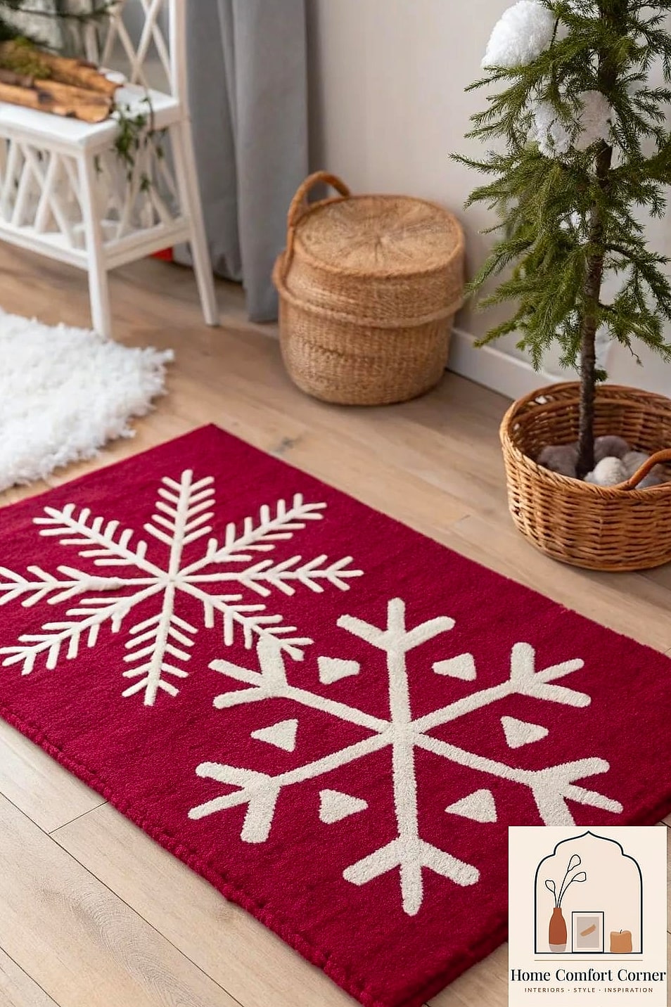 22 Stunning Christmas Room Decor Ideas Ideas for Every Budget 17 Layered Rugs with a Holiday Pattern