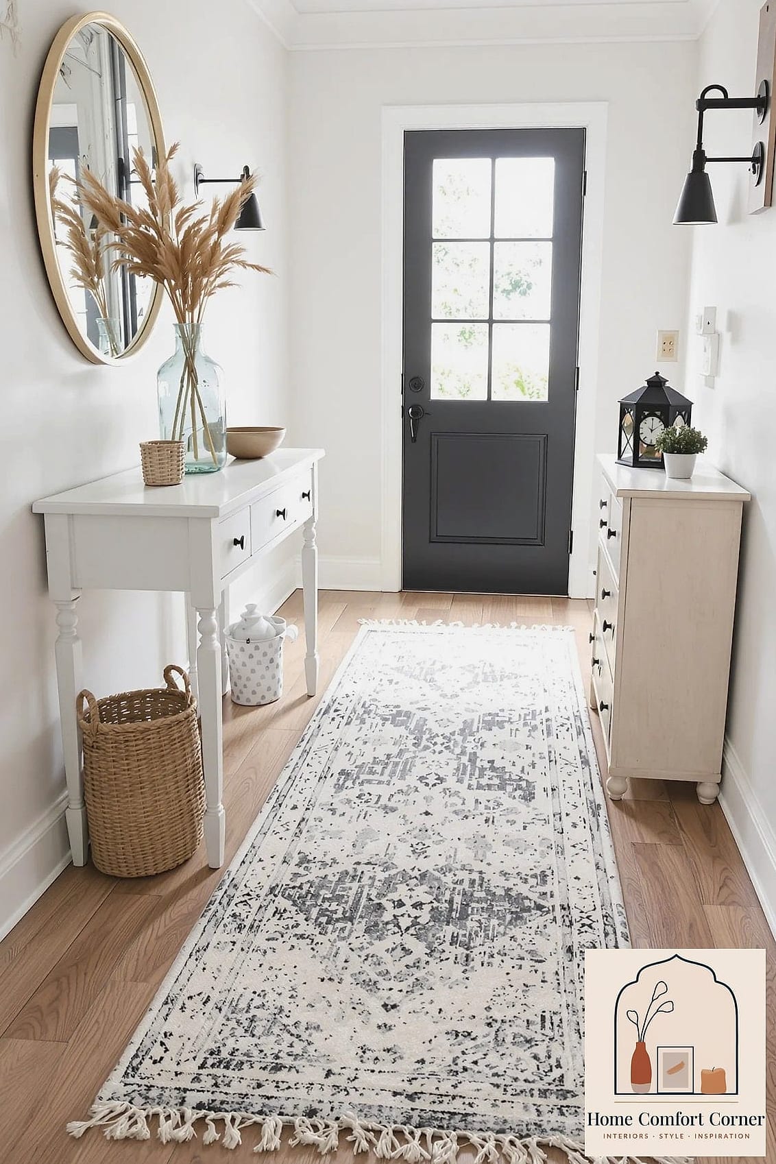 13 Modern Farmhouse Decor Ideas to Steal From Interior Designers 12 Layered Rugs in Entryways and Living Rooms