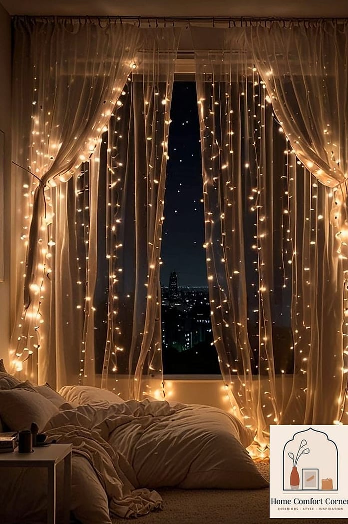 Layered Sheer Curtains in Graduated Forest Tones