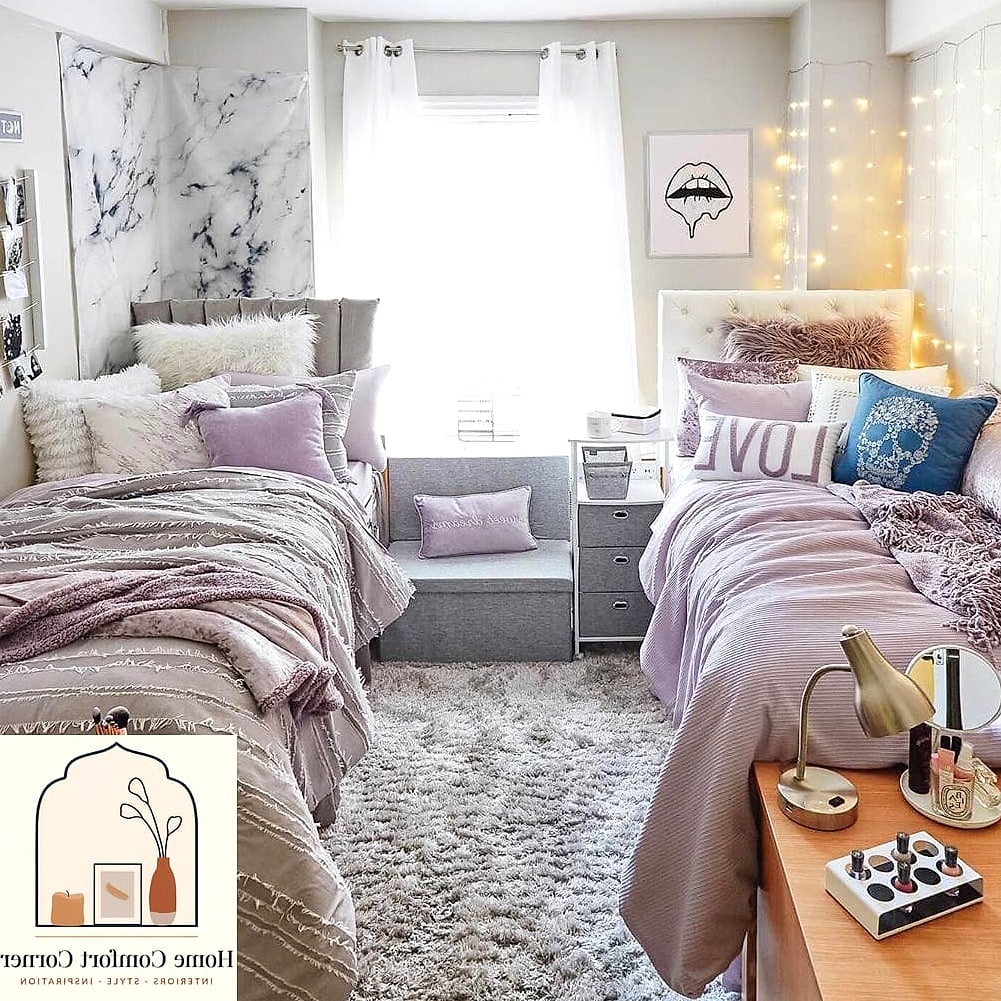Layered Throw Pillows on a Twin XL Bed