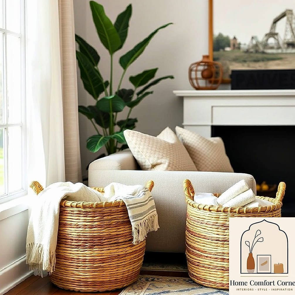 Layer in Woven Baskets for Storage