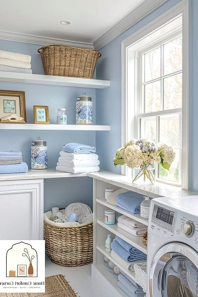 Light Blue Laundry Room Cabinets