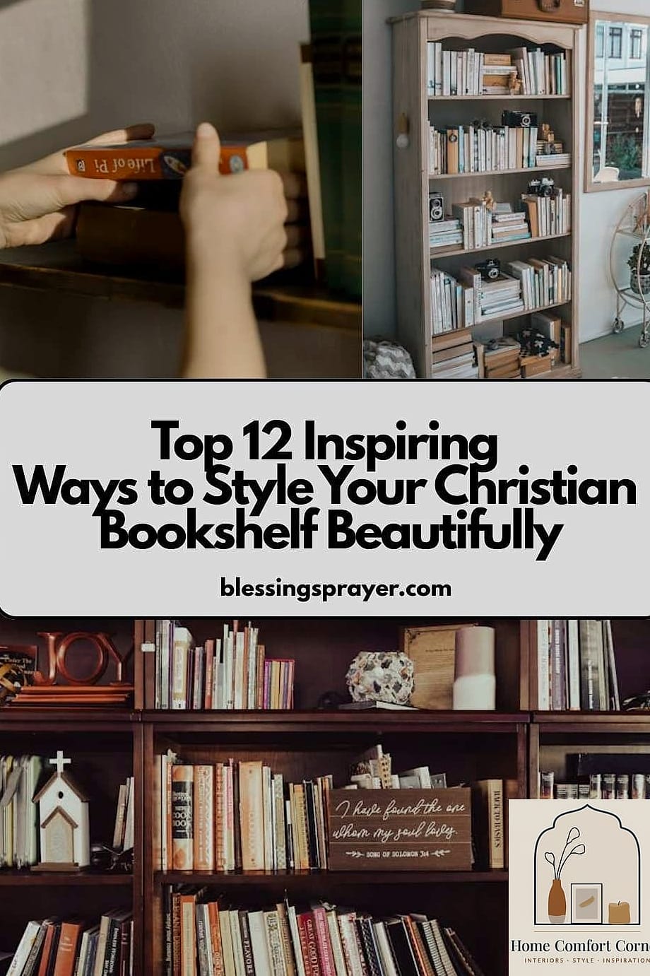 A Living Room Bookshelf Reorganized Around Faith and Family