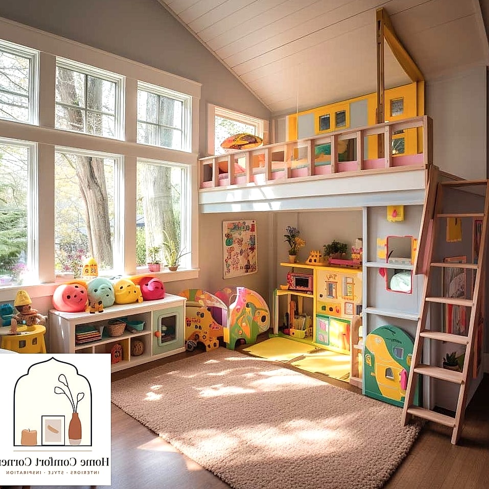 Loft or Platform Bed Doubling as Play Space