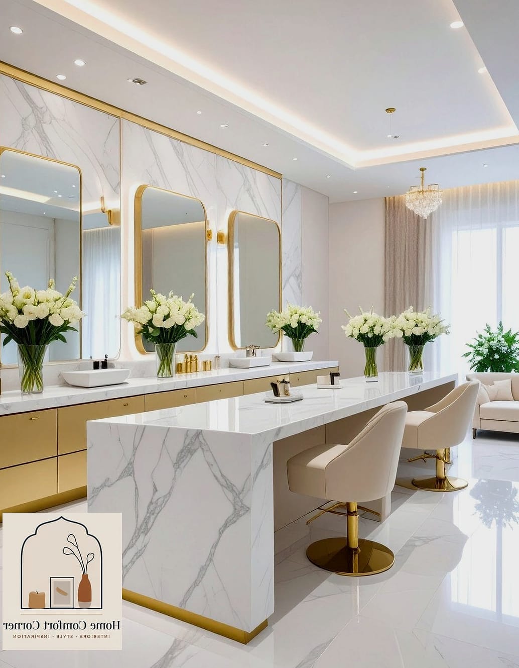 Luxe Marble and Gold Studio