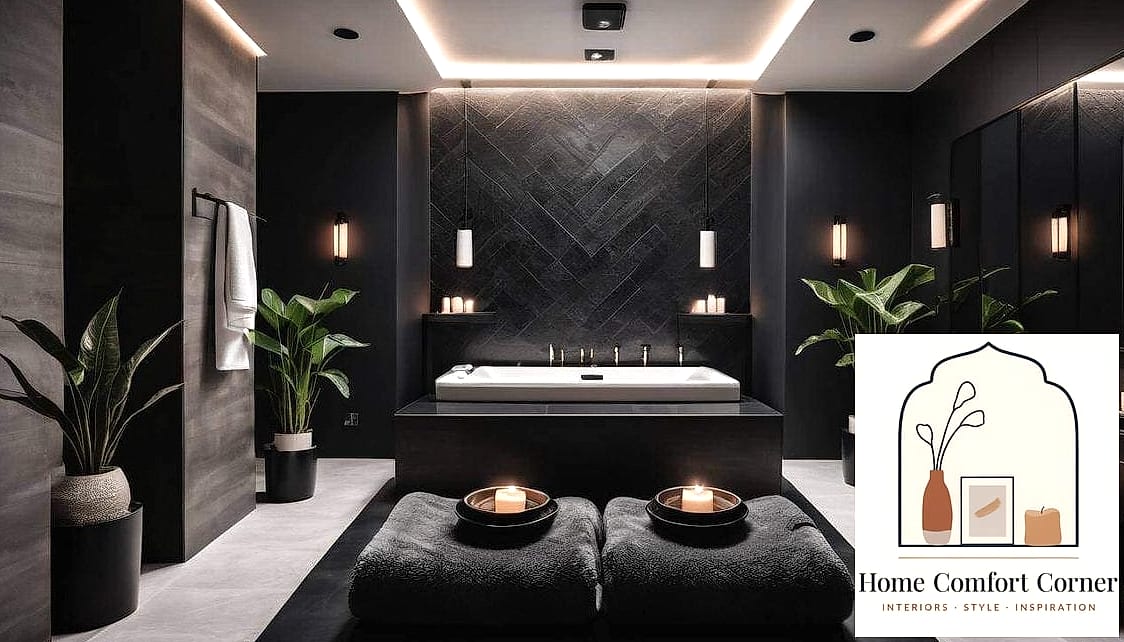 Matte Black Fixtures Against Warm Wood
