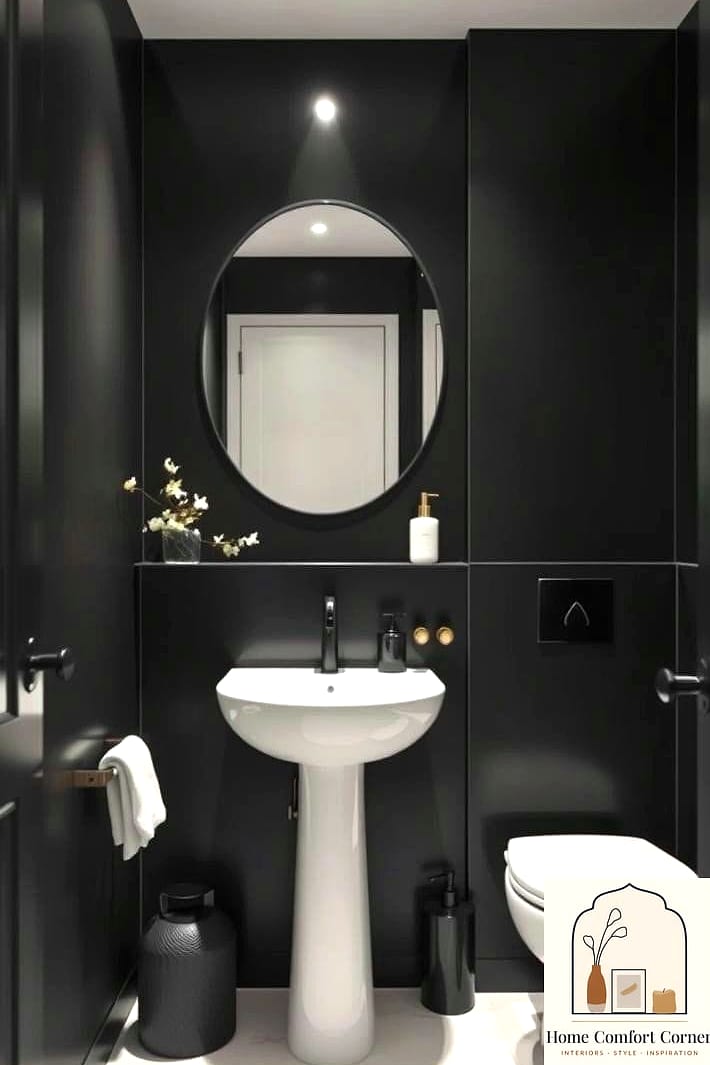 Matte Black Fixtures with Warm Wood Tones