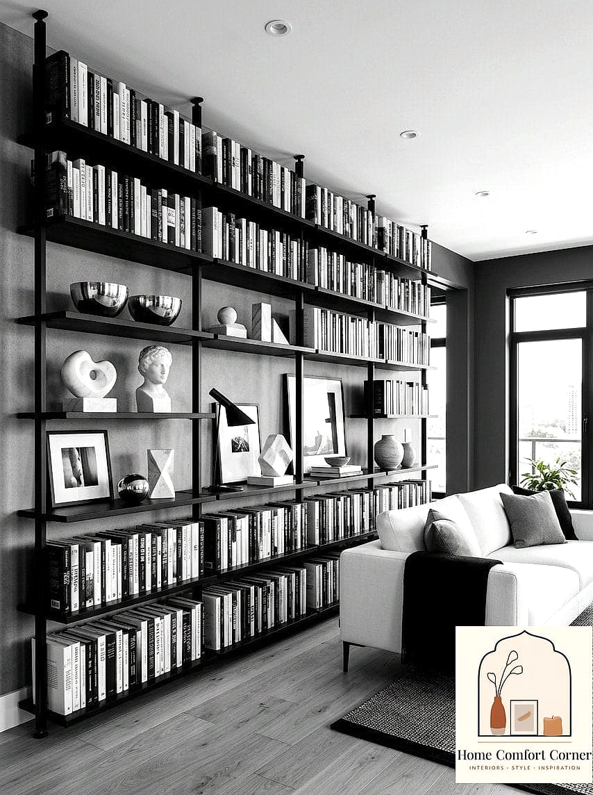 23 Black And White Room Decor Looks We're Obsessed With This Year 21 A Monochrome Bookshelf Styling Method