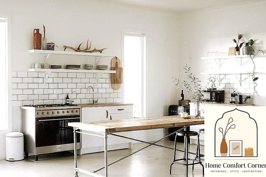 Monochrome Kitchen with Brass Hardware