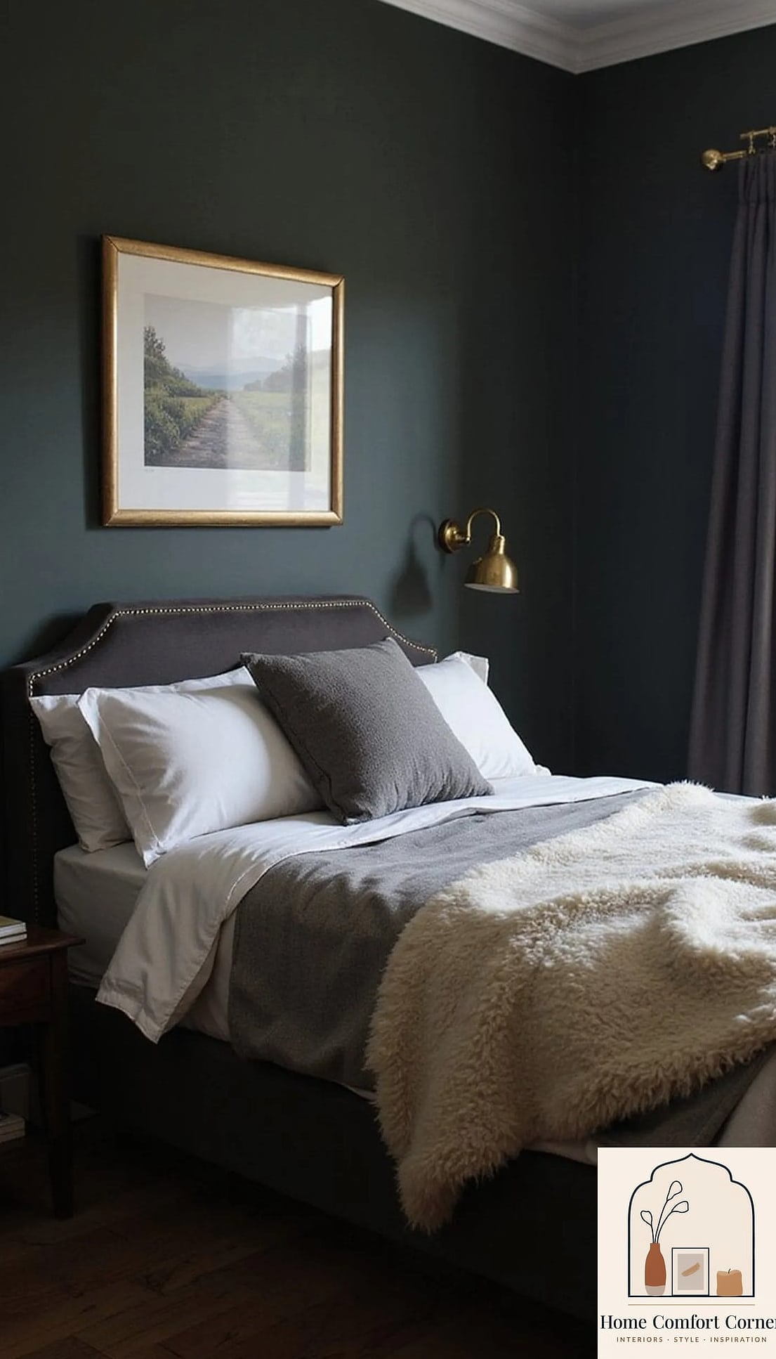 Moody Bedroom with Layered Textiles