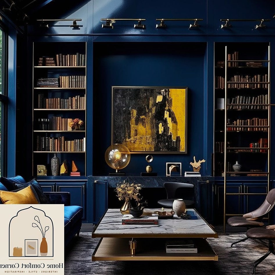 Moody Dark Walls With Brass Accents