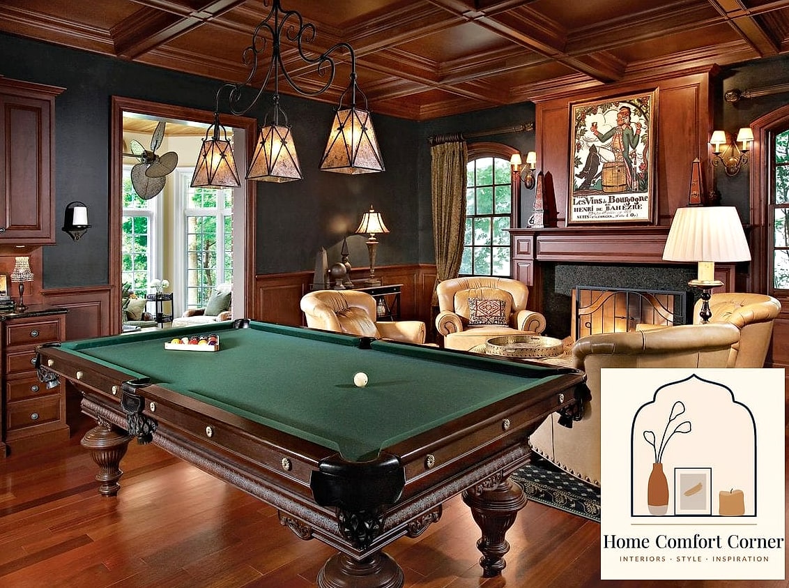 20 Billiards Room Decor Ideas From Homes We Absolutely Love 12 Moody Navy or Charcoal Ceiling