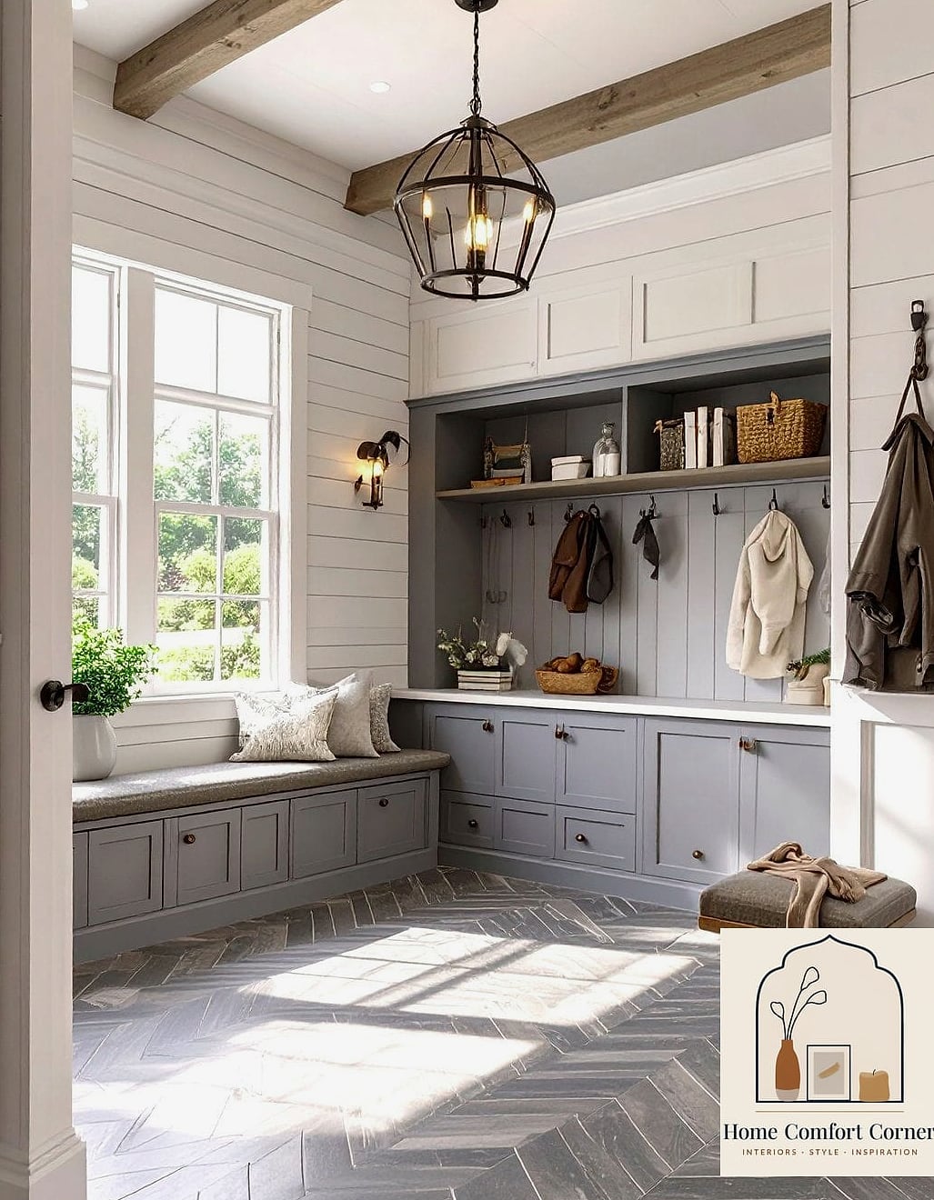 Mudroom Built-Ins Near the Back Entry