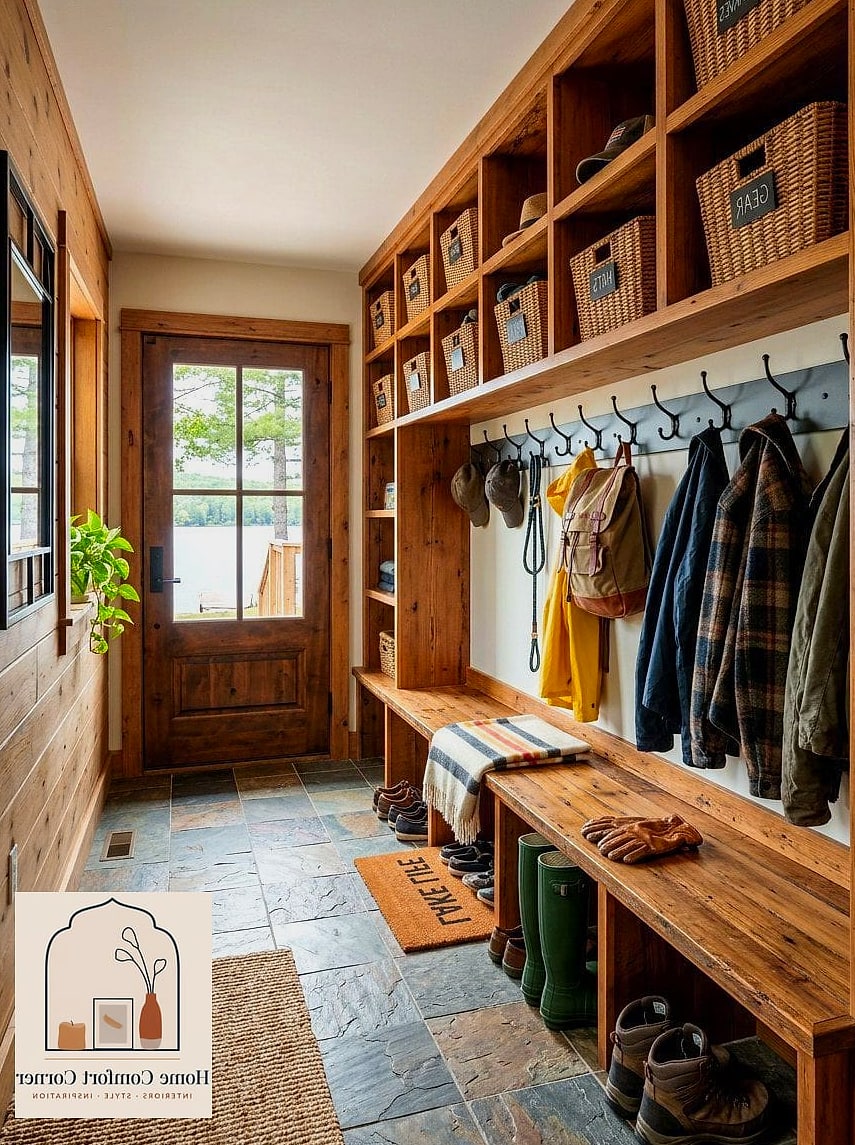 A Mudroom Floor in Patterned Cement Tile