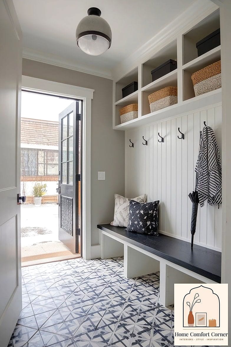 A Mudroom With Individual Cubbies