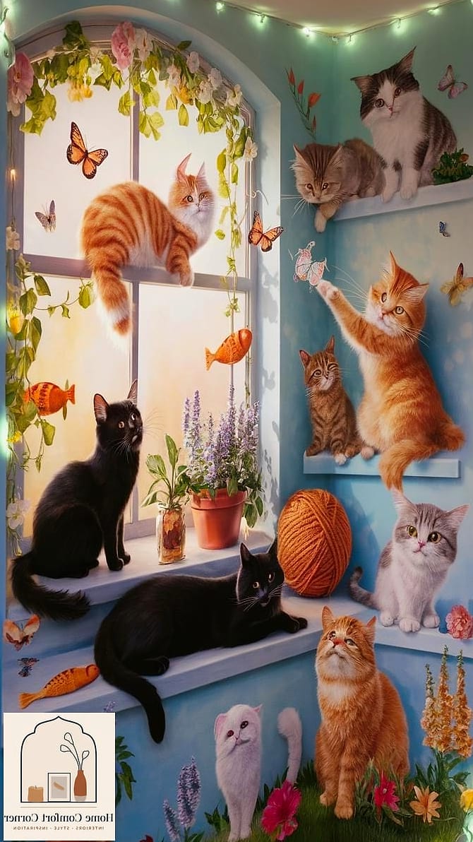 23 Stunning Cat Room Decor Ideas for Every Budget 14 A Mural or Painted Accent Wall