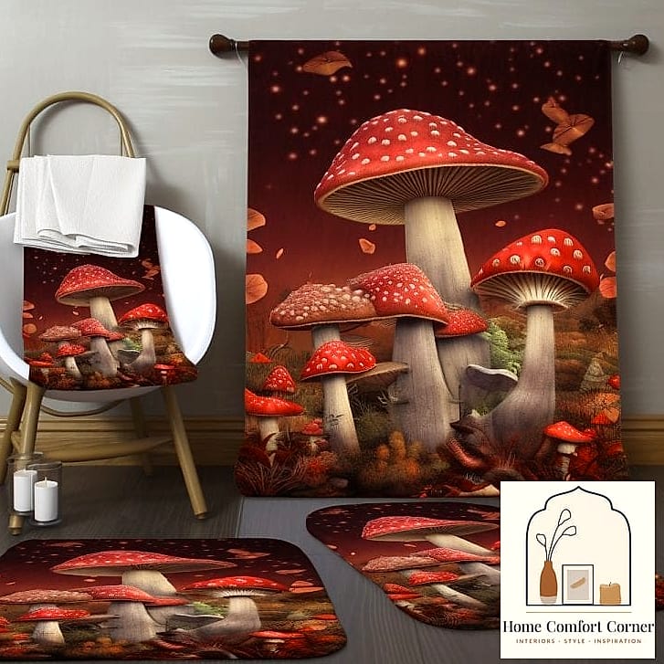 Mushroom Bath Mats and Shower Curtains