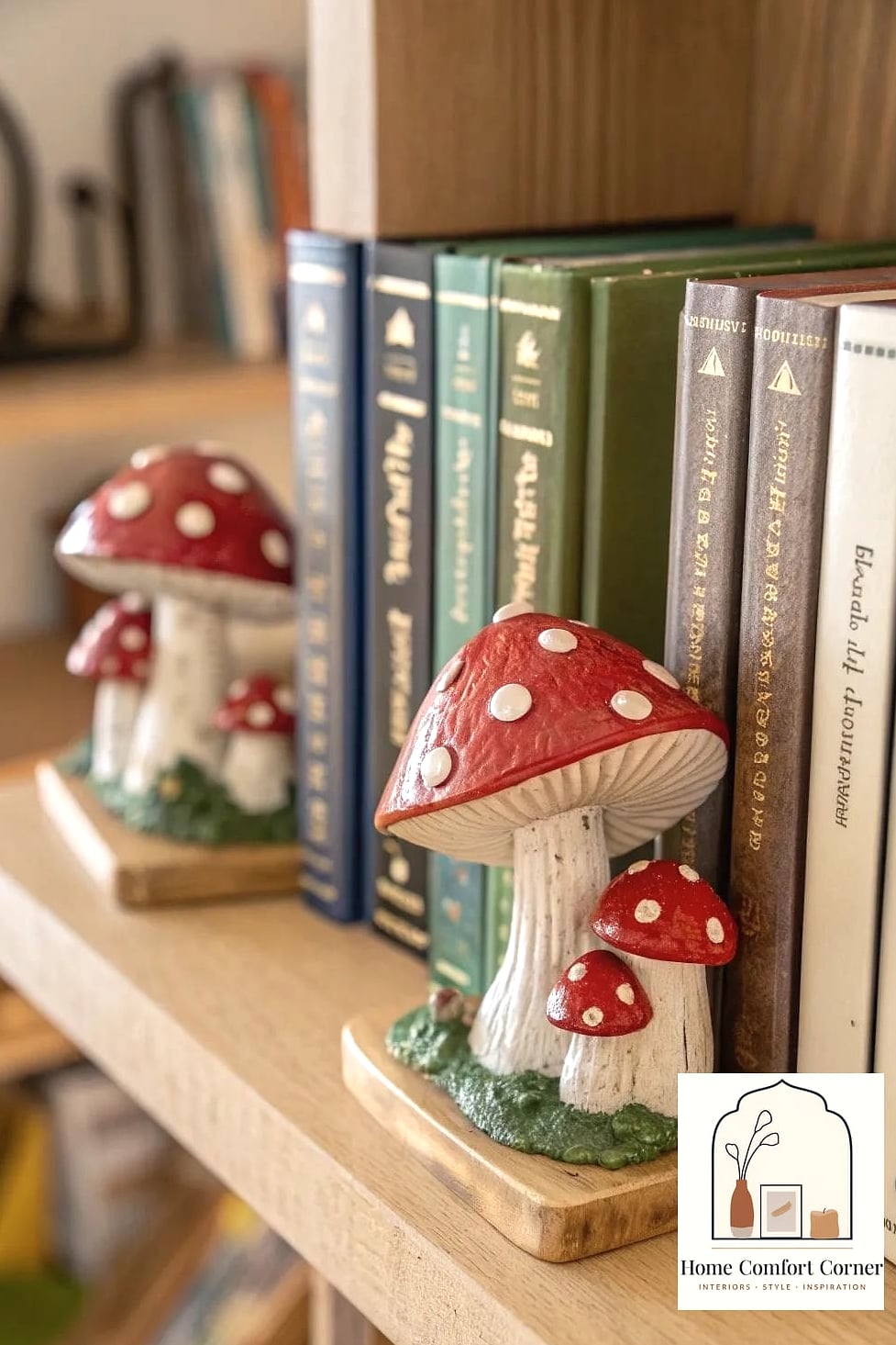 Mushroom Bookends for Styled Shelves