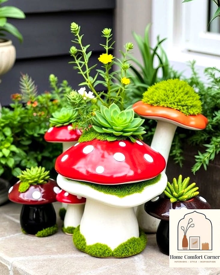 Mushroom-Shaped Planters for Small Greenery