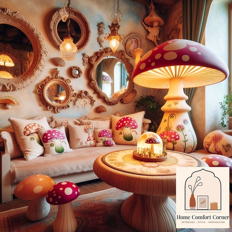 Mushroom Throw Pillows for Textile Layering
