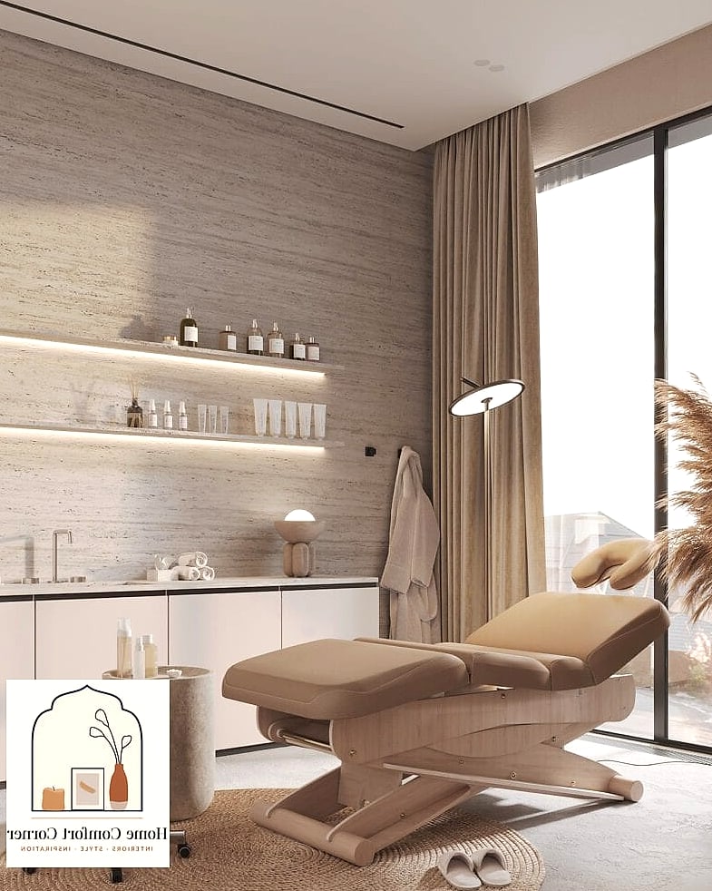 19 Salon Interior Design Ideas That Are Both Stylish and Practical 19 A Muted, Spa-Inspired Color Story for Facial or Skincare Rooms
