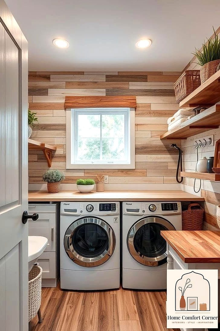 Natural Wood Accents Against White Walls