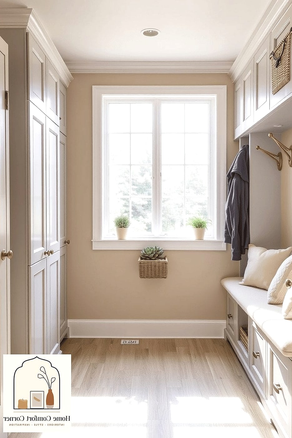 16 Mudroom Decor Photos That Will Inspire Your Next Project 14 Neutral Palette With Warm Wood Tones