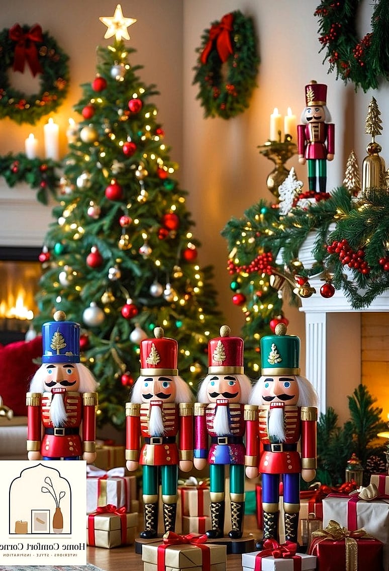 A Nutcracker Display on a Console Table
