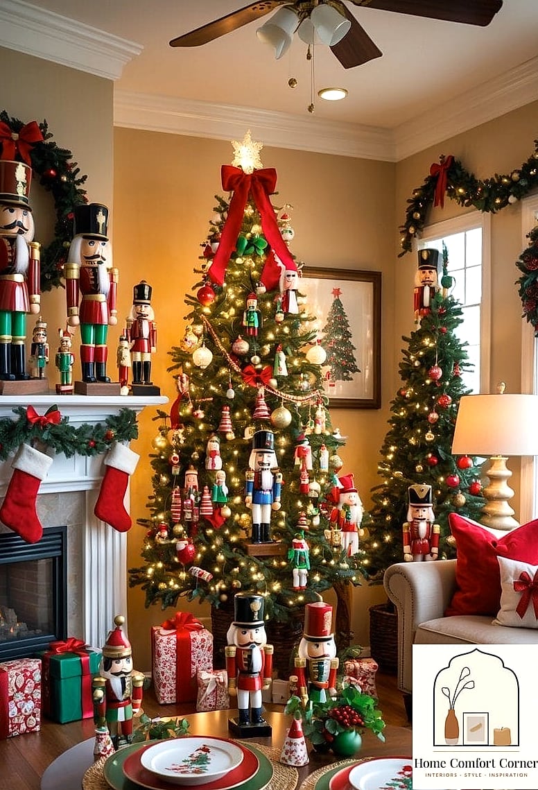22 Stunning Christmas Room Decor Ideas Ideas for Every Budget 22 A Nutcracker Display on a Console or Entry Table
