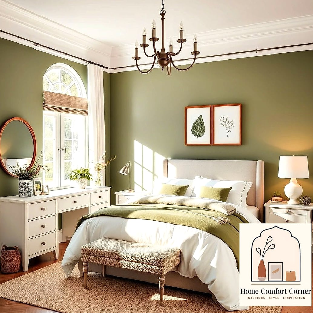 25 Green Room Decor Looks We're Obsessed With This Year 5 Olive Green Bedroom Accent Wall