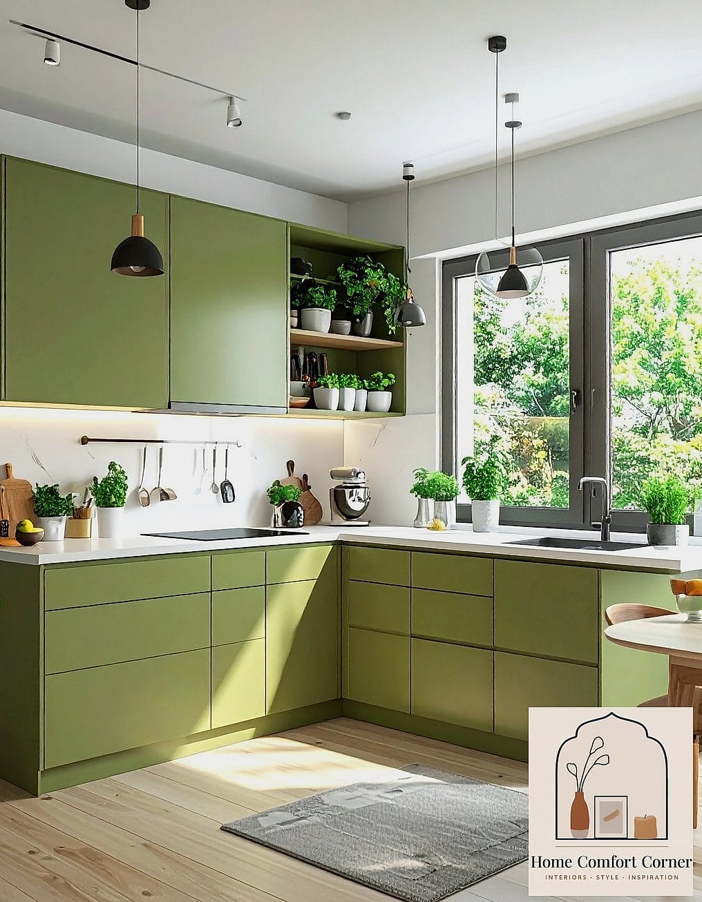 25 Green Room Decor Looks We're Obsessed With This Year 18 Olive Green Kitchen Island