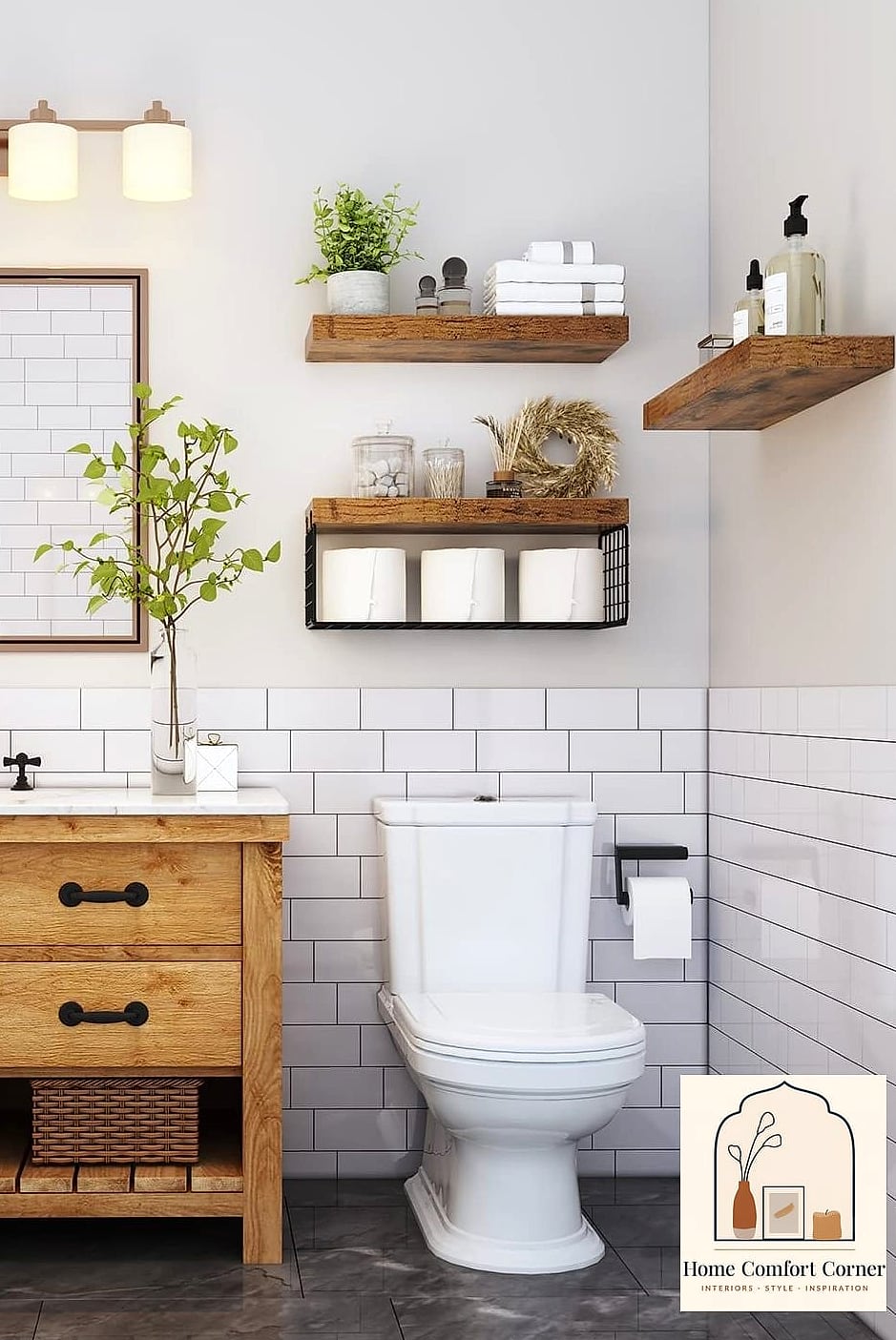 Open Shelving with Woven Baskets
